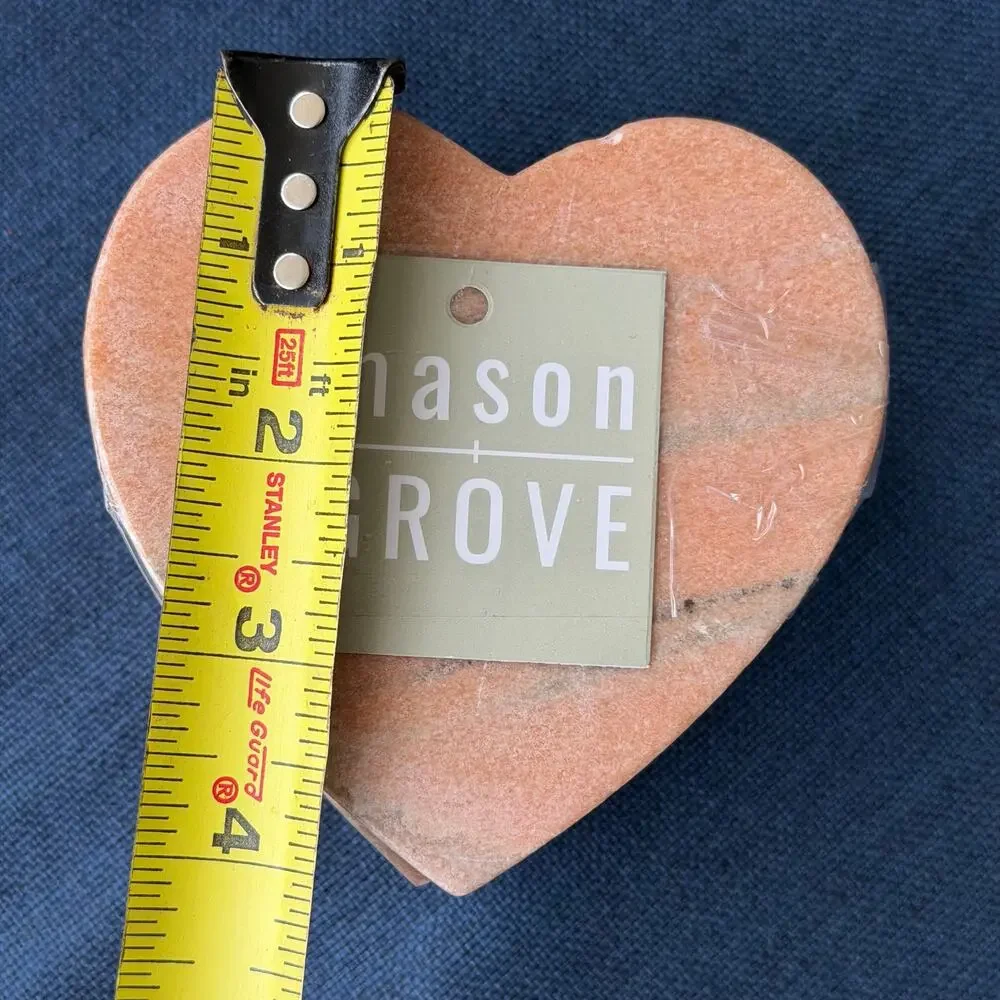 Mason Grove Marble Heart Coaster Set of 4 w/ Padded Feet Heart Shaped NOS READ